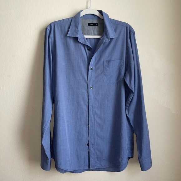 Vince Blue Satin Botton Up Shirt - Picture 2 of 6